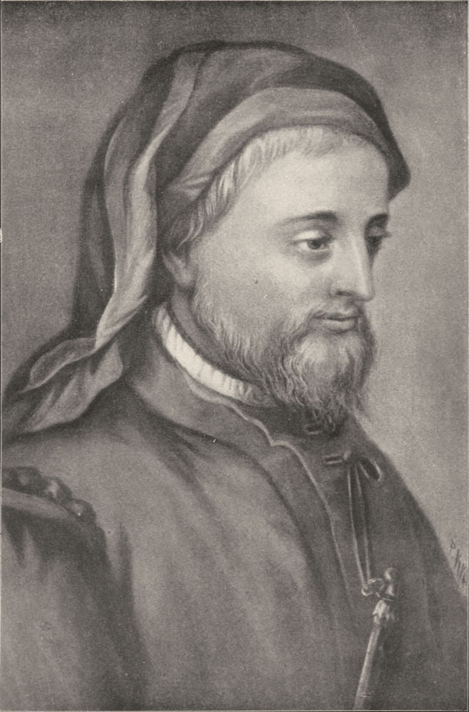 AUTHORS. Geoffrey Chaucer 1907 old antique vintage print picture